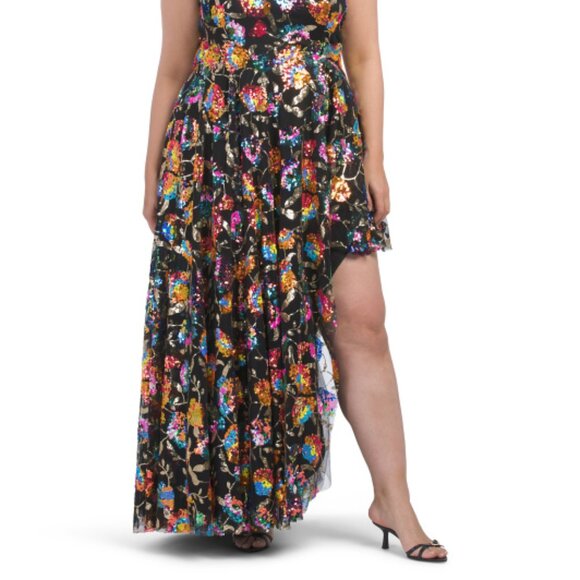 MAC DUGGAL Plus Sequin Embellished Asymmetrical Gown - Picture 3 of 6